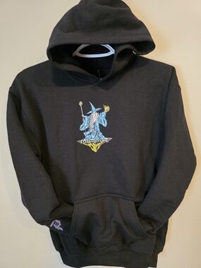 Primitive Black Hoodie with Blue & Yellow Wizard Graphic